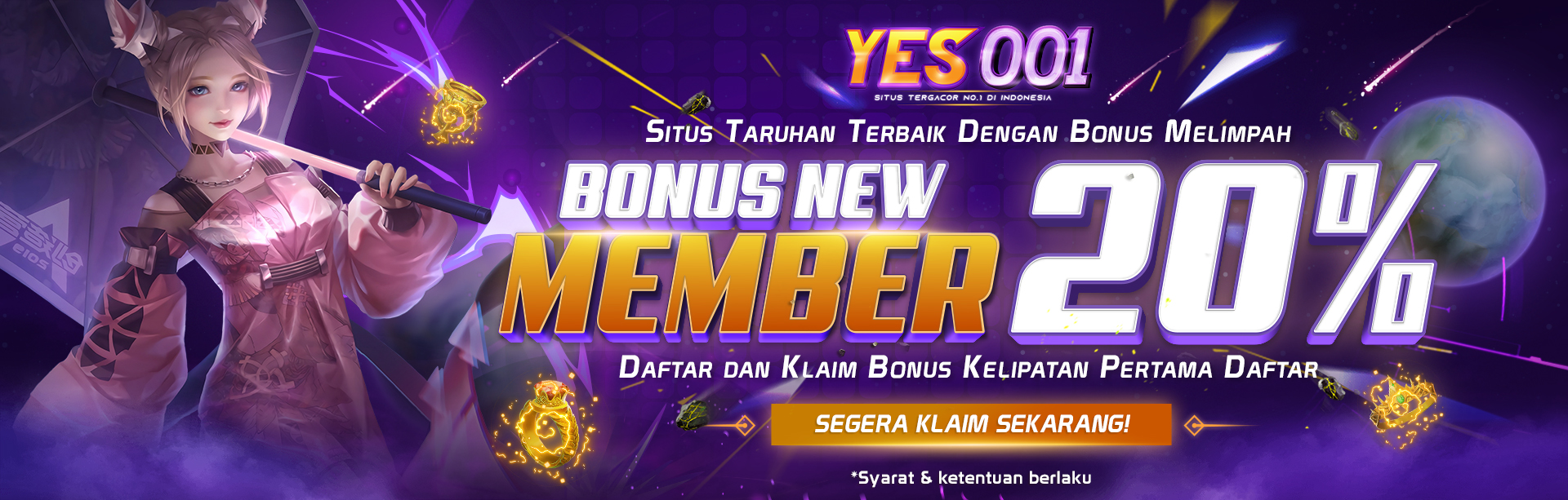 BONUS NEW MEMBER 20% YES001